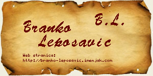 Branko Leposavić vizit kartica